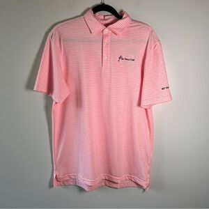 Vineyard Vines Mens Medium Striped Peach Tejeda Performance Polo Shirt *Custom
